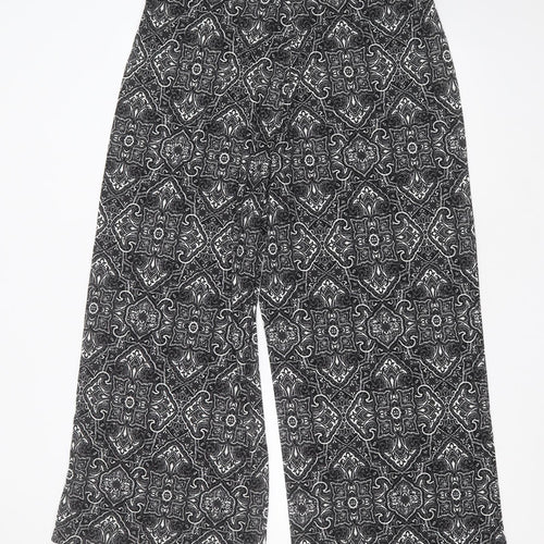 Preworn Womens Black Geometric Polyester Blend Trousers  Size 38 in L27 in Regular