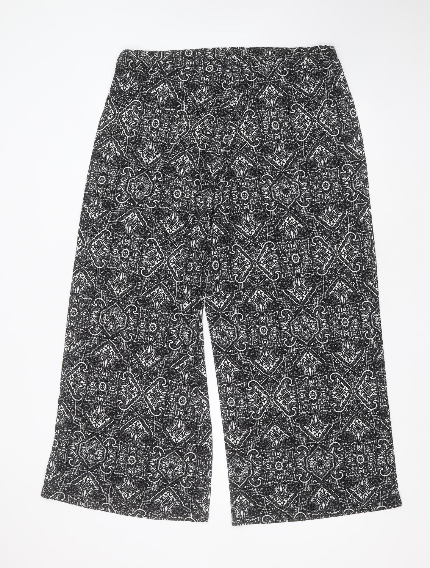Preworn Womens Black Geometric Polyester Blend Trousers  Size 38 in L27 in Regular