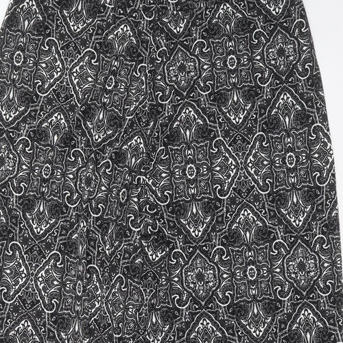 Preworn Womens Black Geometric Polyester Blend Trousers  Size 38 in L27 in Regular