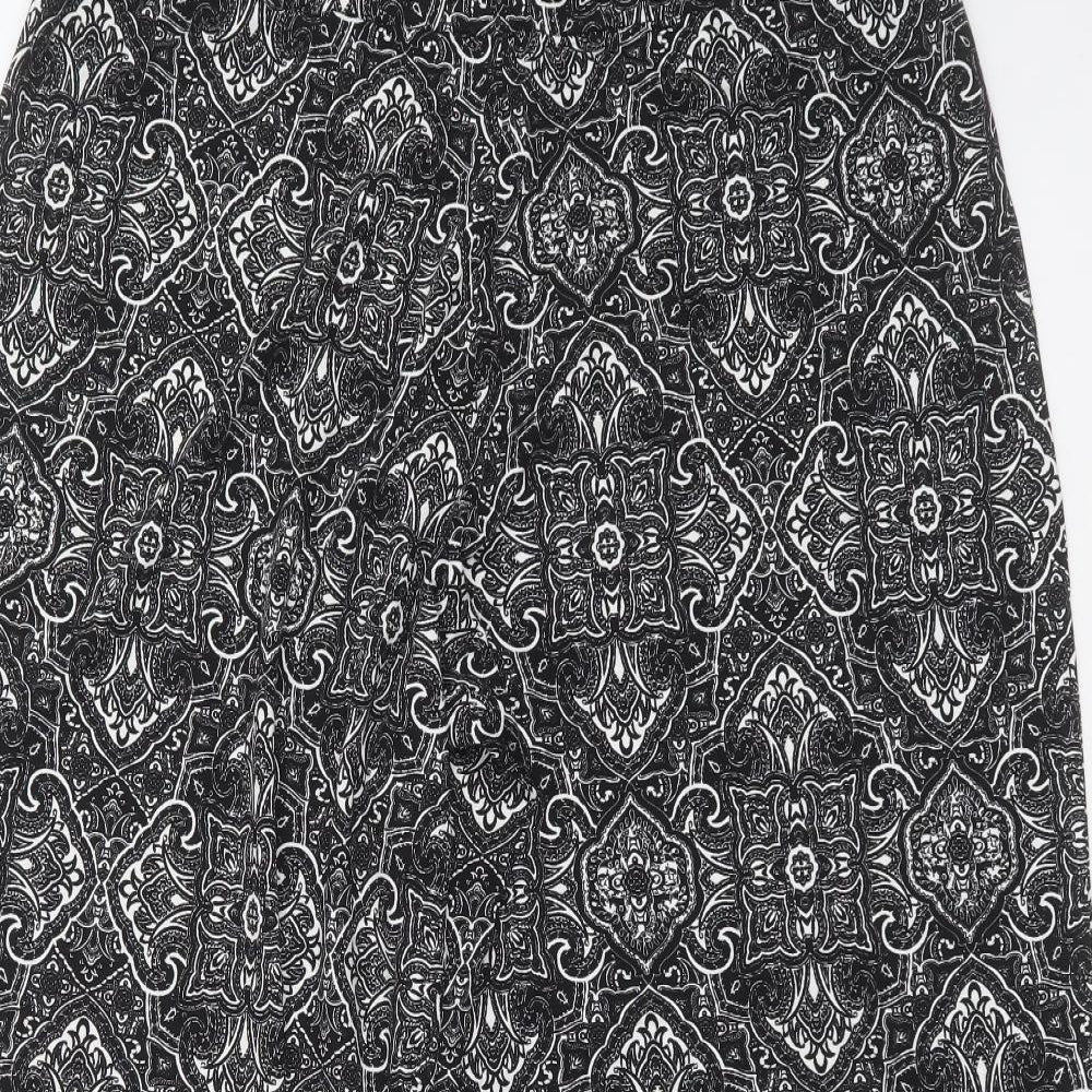 Preworn Womens Black Geometric Polyester Blend Trousers  Size 38 in L27 in Regular