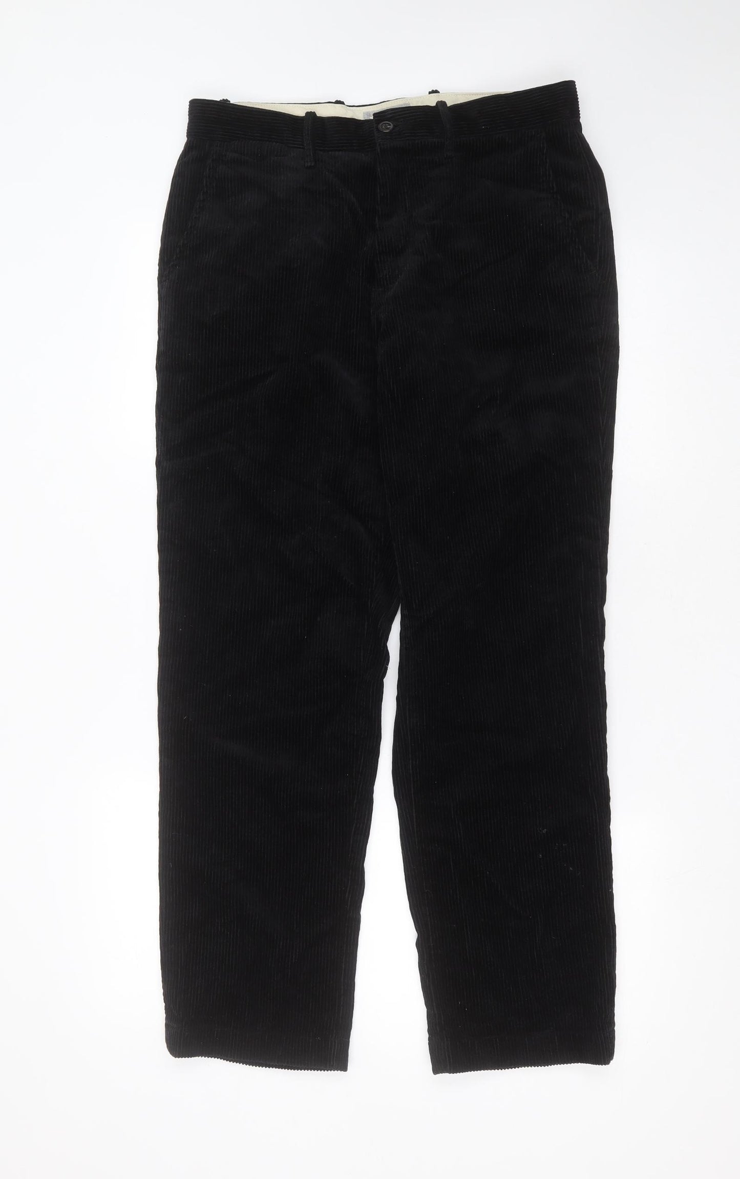 Preworn Mens Black  Cotton Trousers  Size 32 in L29 in Regular Zip