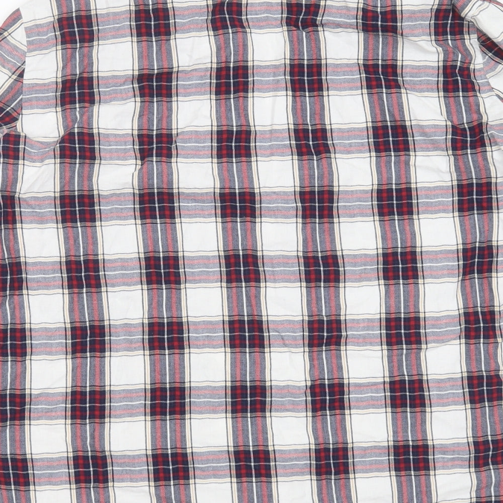 Zara Womens Blue Plaid Cotton Basic Button-Up Size XL Collared
