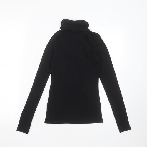 New Look Womens Black  Polyester Basic T-Shirt Size 10 Roll Neck