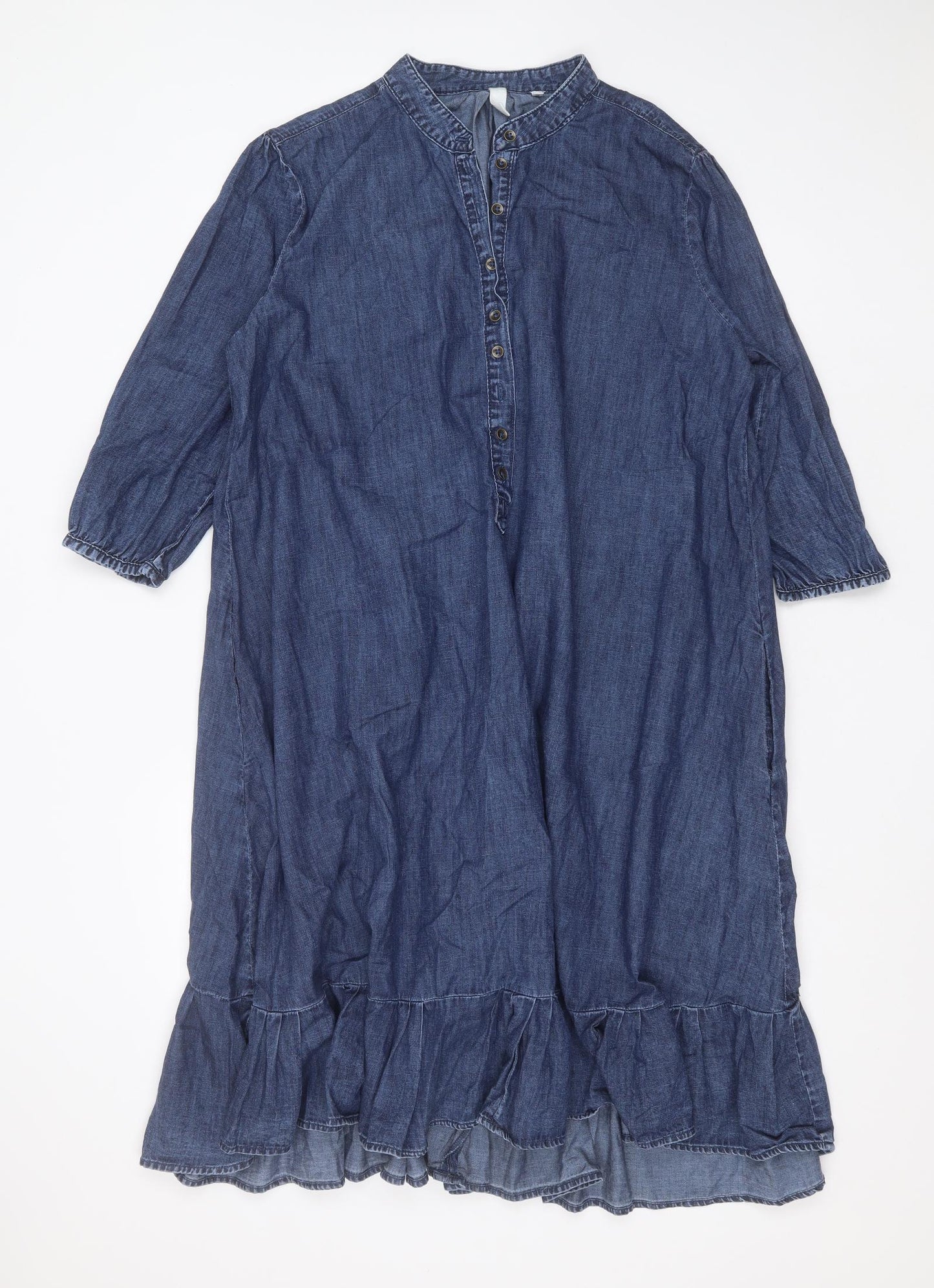 And / Or Womens Blue  Cotton Shift  Size 14  Round Neck