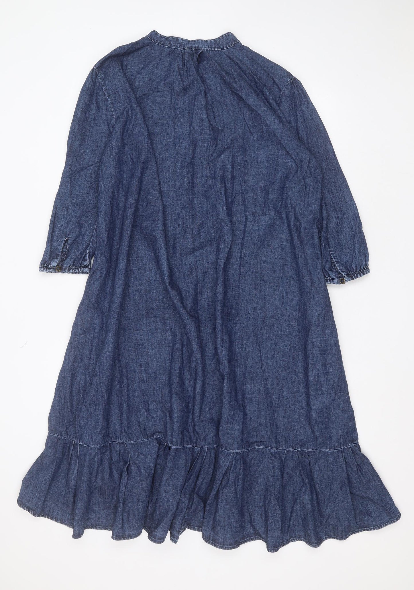 And / Or Womens Blue  Cotton Shift  Size 14  Round Neck