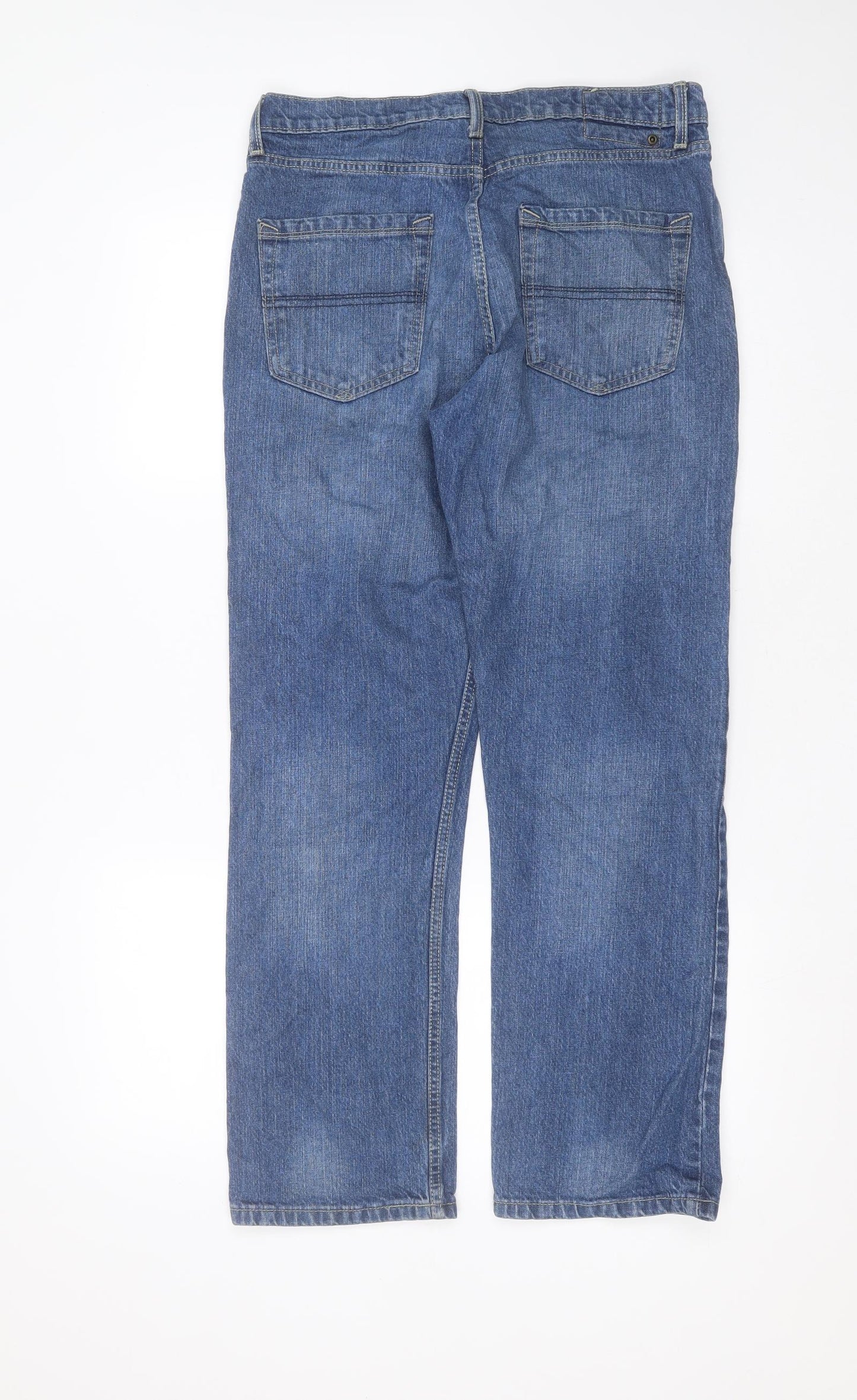 Marks and Spencer Mens Blue  Cotton Straight Jeans Size 32 in L29 in Regular