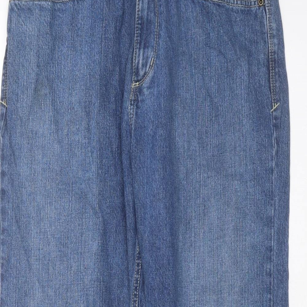 Marks and Spencer Mens Blue  Cotton Straight Jeans Size 32 in L29 in Regular