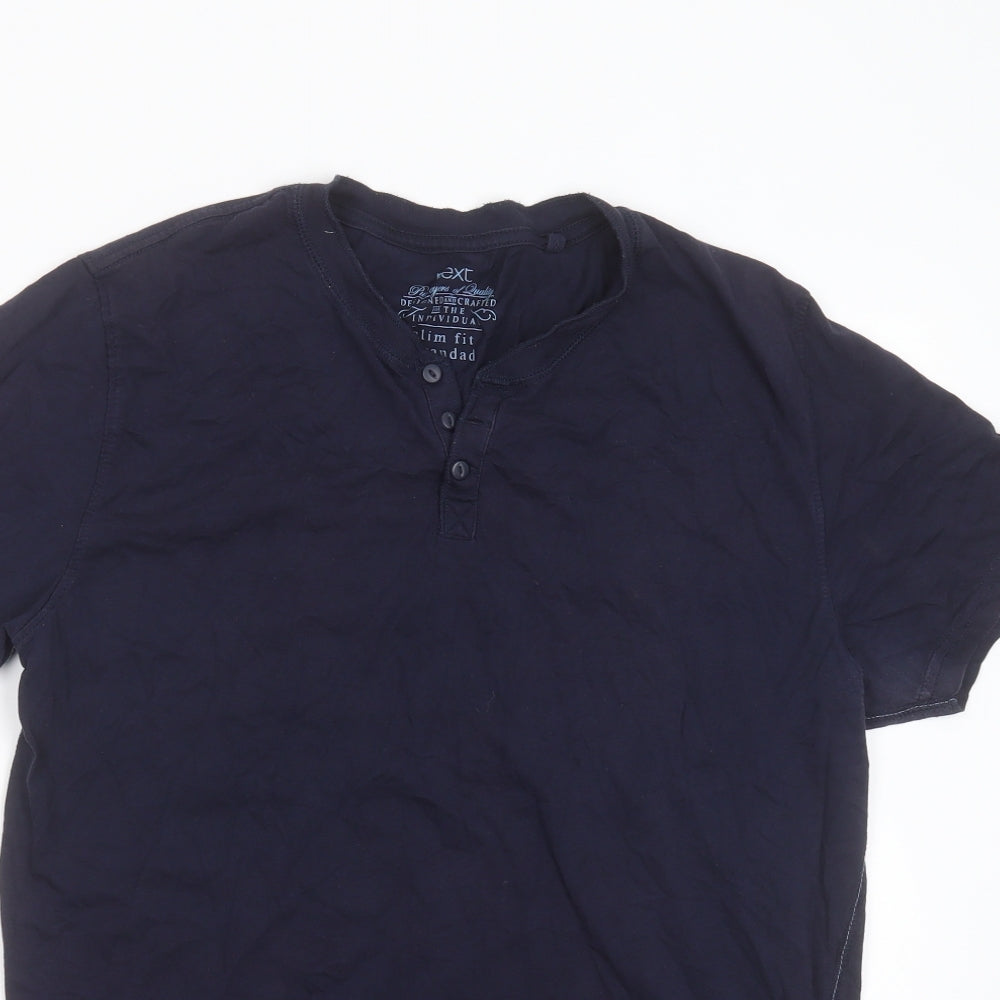 NEXT Mens Blue  Cotton  T-Shirt Size L V-Neck