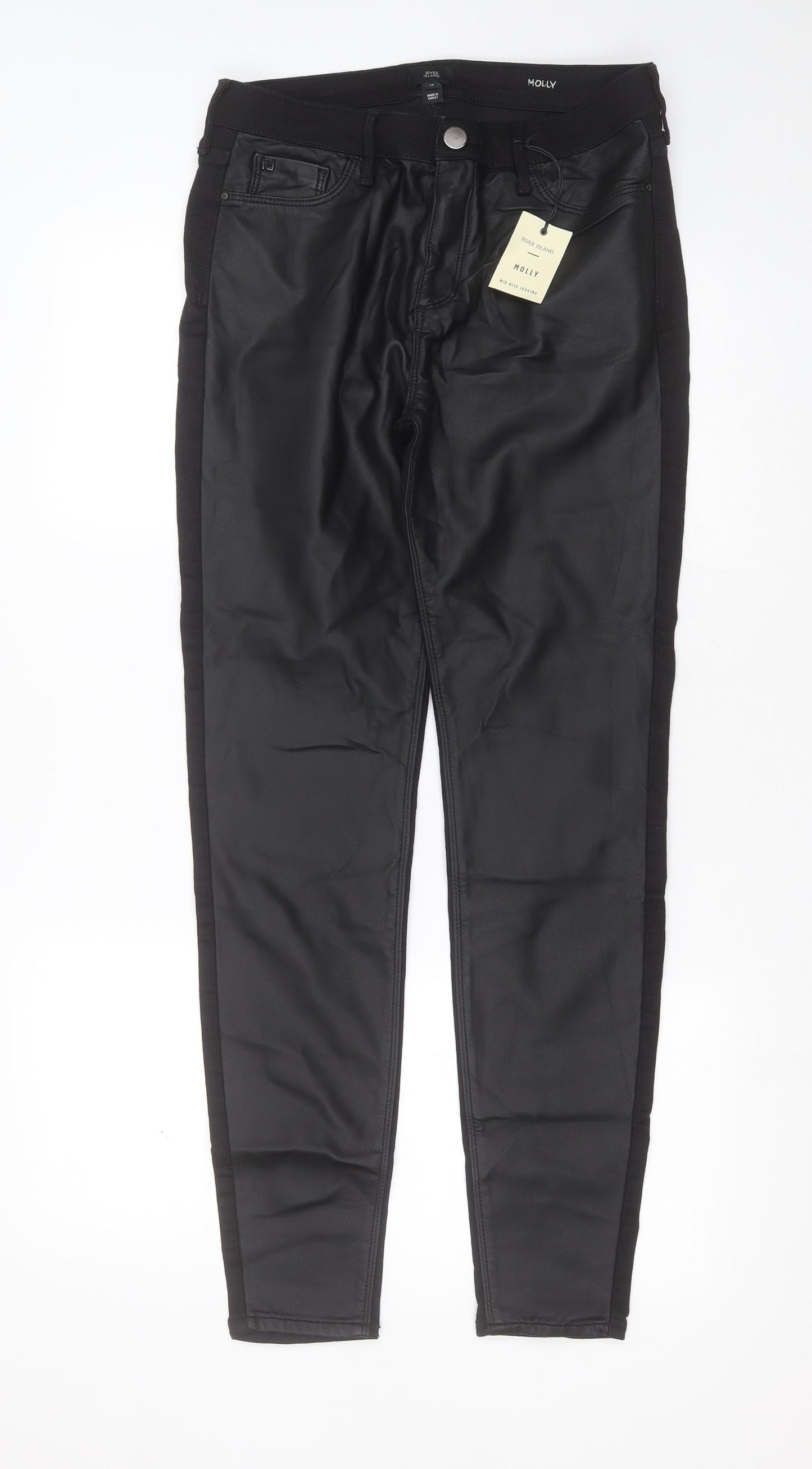River Island Womens Black  Cotton Skinny Jeans Size 14 L30 in Extra-Slim Zip