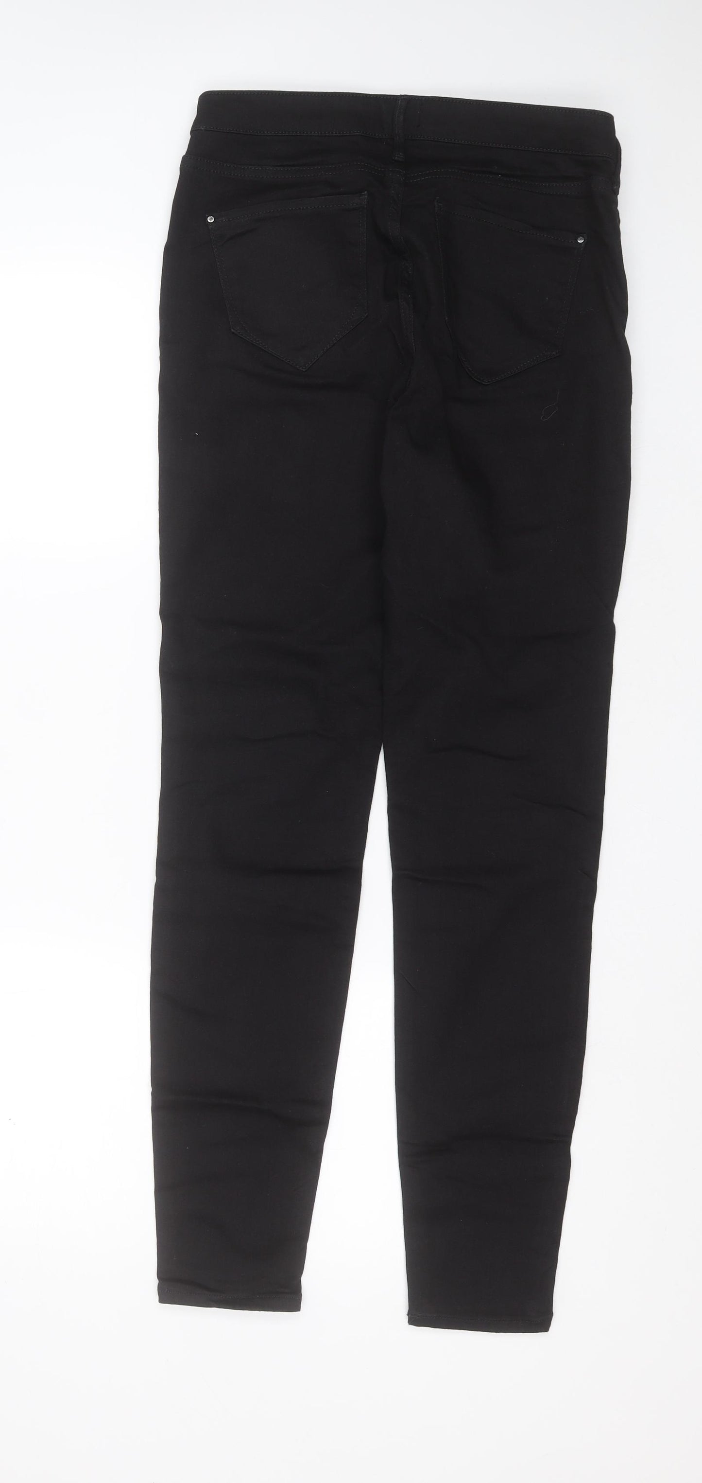 River Island Womens Black  Cotton Skinny Jeans Size 14 L30 in Extra-Slim Zip