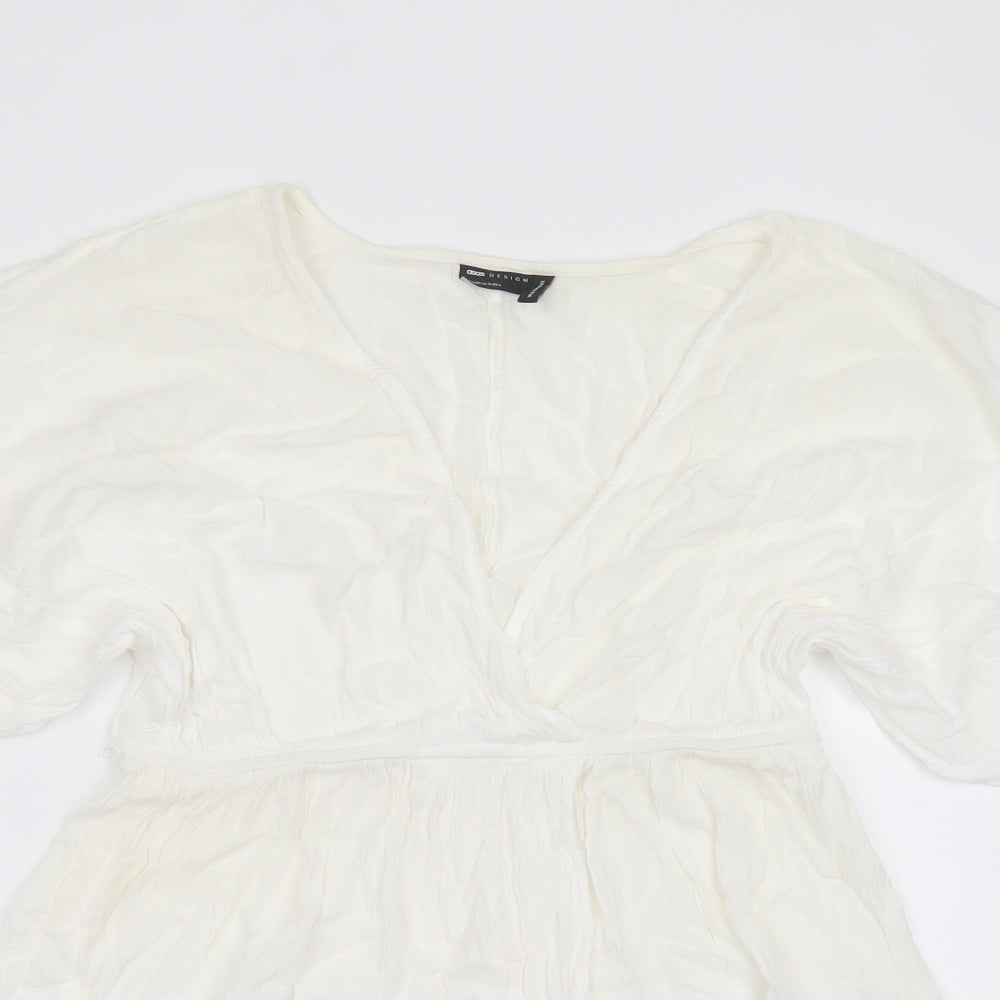ASOS Womens White  Viscose Basic Blouse Size 12 V-Neck