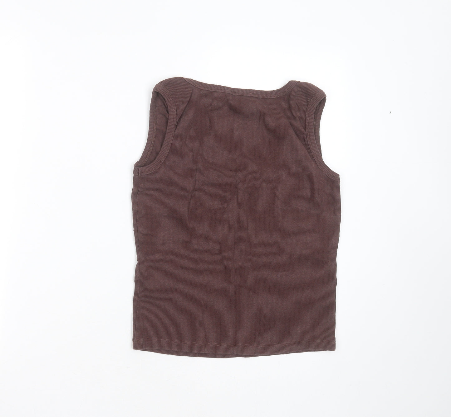 Boohoo Womens Brown  Polyester Basic T-Shirt Size 14 Round Neck