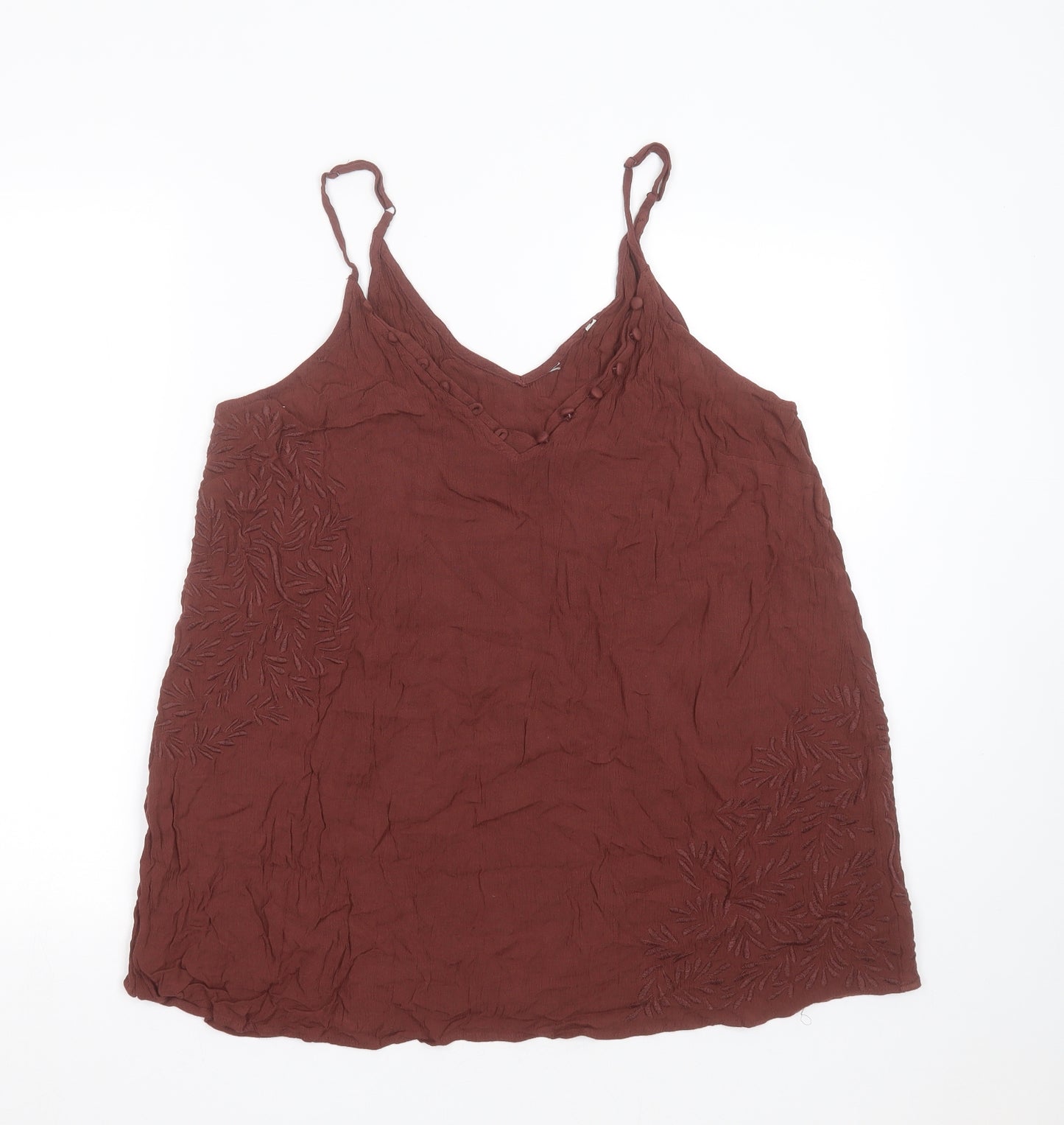 NEXT Womens Brown  Viscose Camisole Blouse Size 20 V-Neck - Embroidered detail