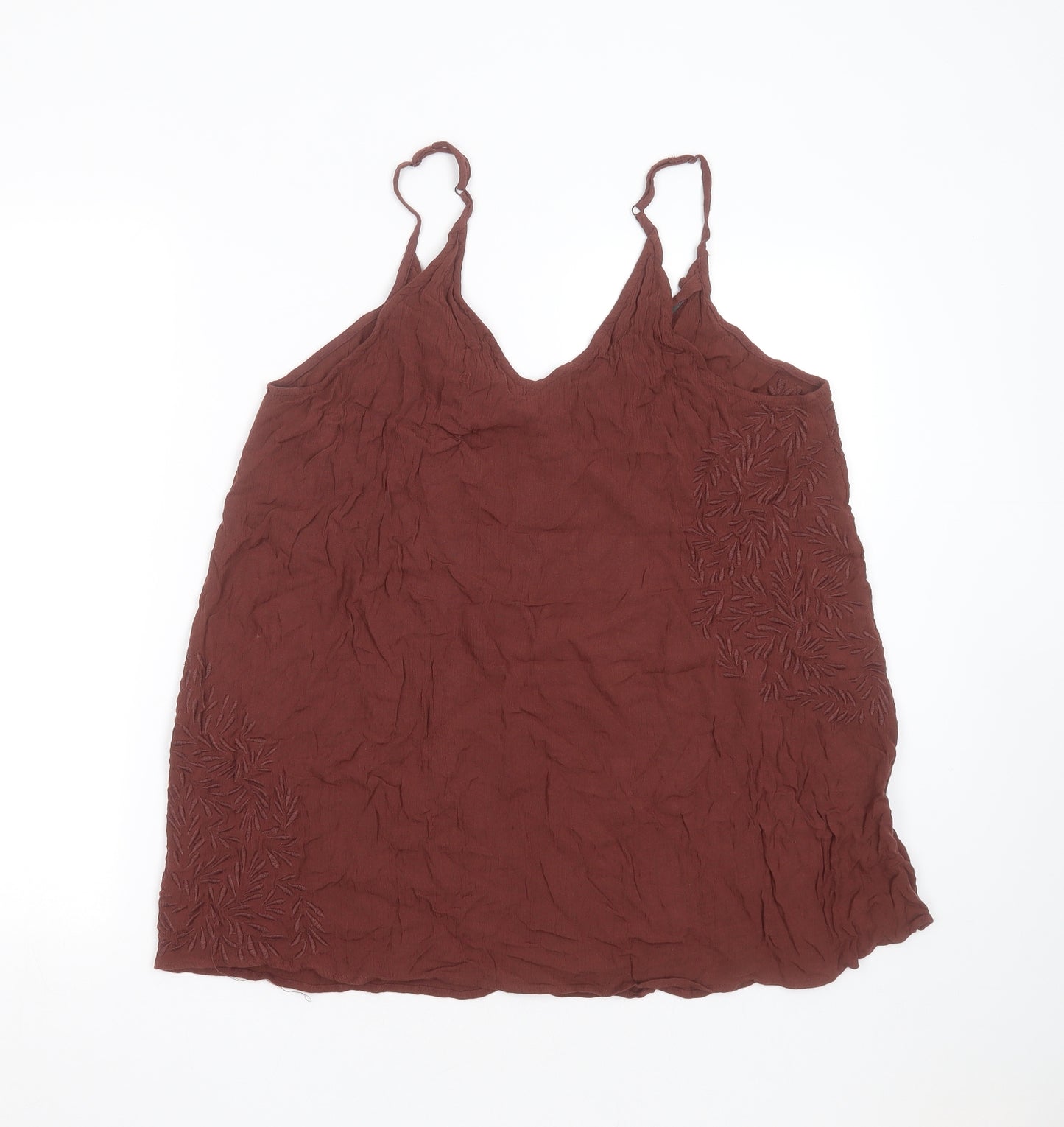 NEXT Womens Brown  Viscose Camisole Blouse Size 20 V-Neck - Embroidered detail