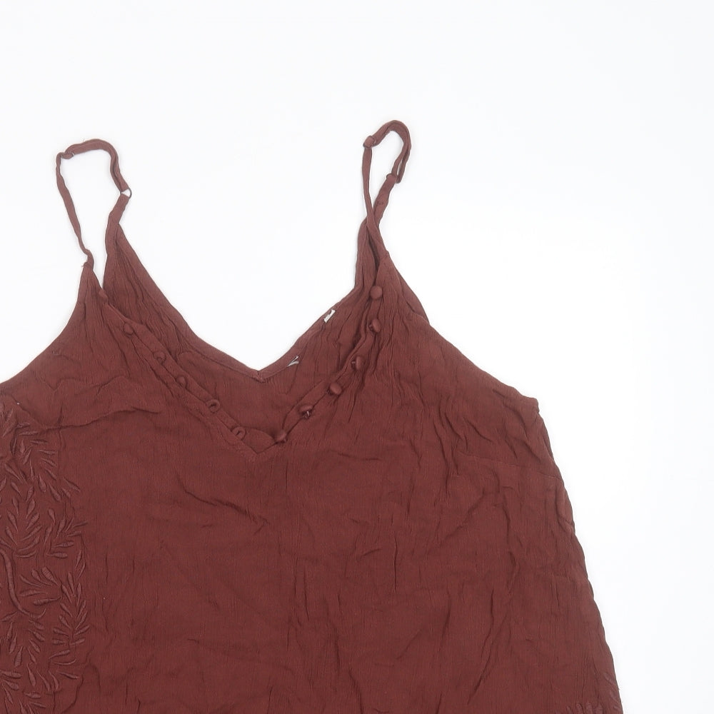 NEXT Womens Brown  Viscose Camisole Blouse Size 20 V-Neck - Embroidered detail