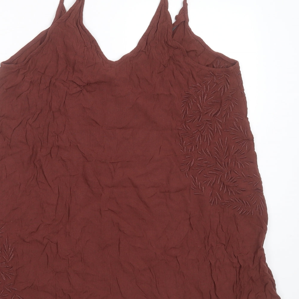 NEXT Womens Brown  Viscose Camisole Blouse Size 20 V-Neck - Embroidered detail