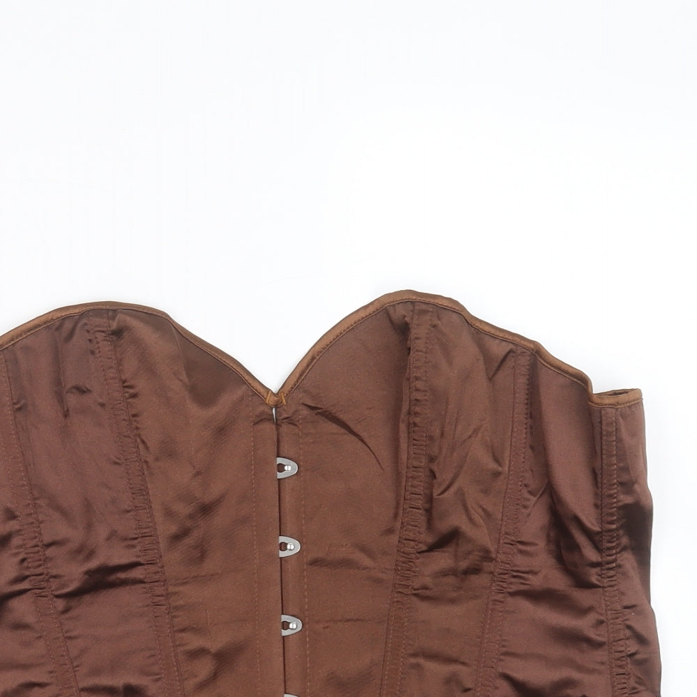 Preworn Womens Brown  Polyester  Blouse Size L Off the Shoulder - corset top