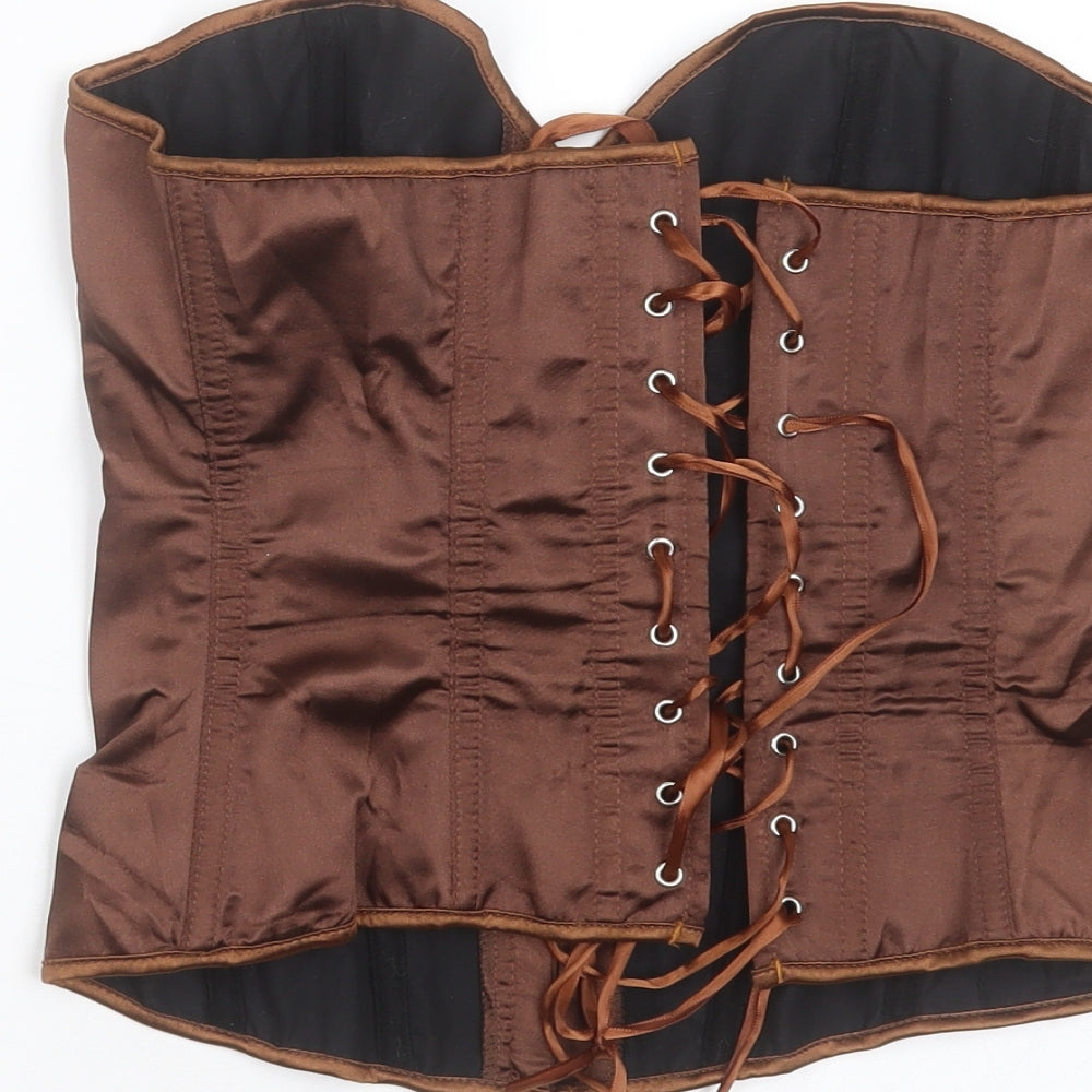 Preworn Womens Brown  Polyester  Blouse Size L Off the Shoulder - corset top