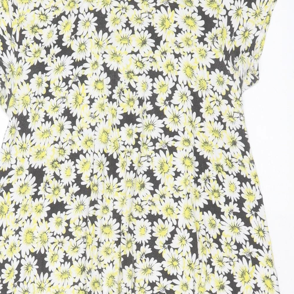 Firetrap Womens Beige Floral Viscose T-Shirt Dress  Size XS  Round Neck