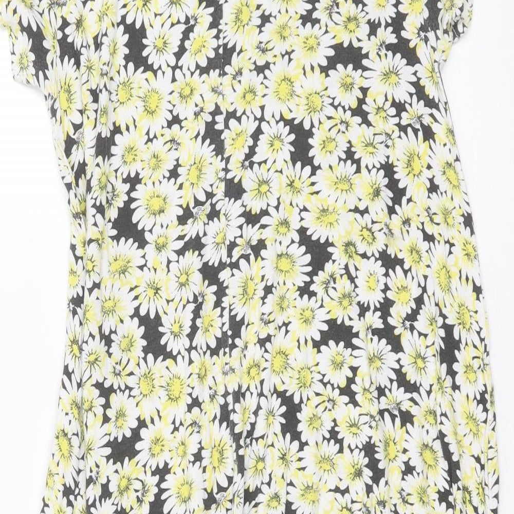 Firetrap Womens Beige Floral Viscose T-Shirt Dress  Size XS  Round Neck