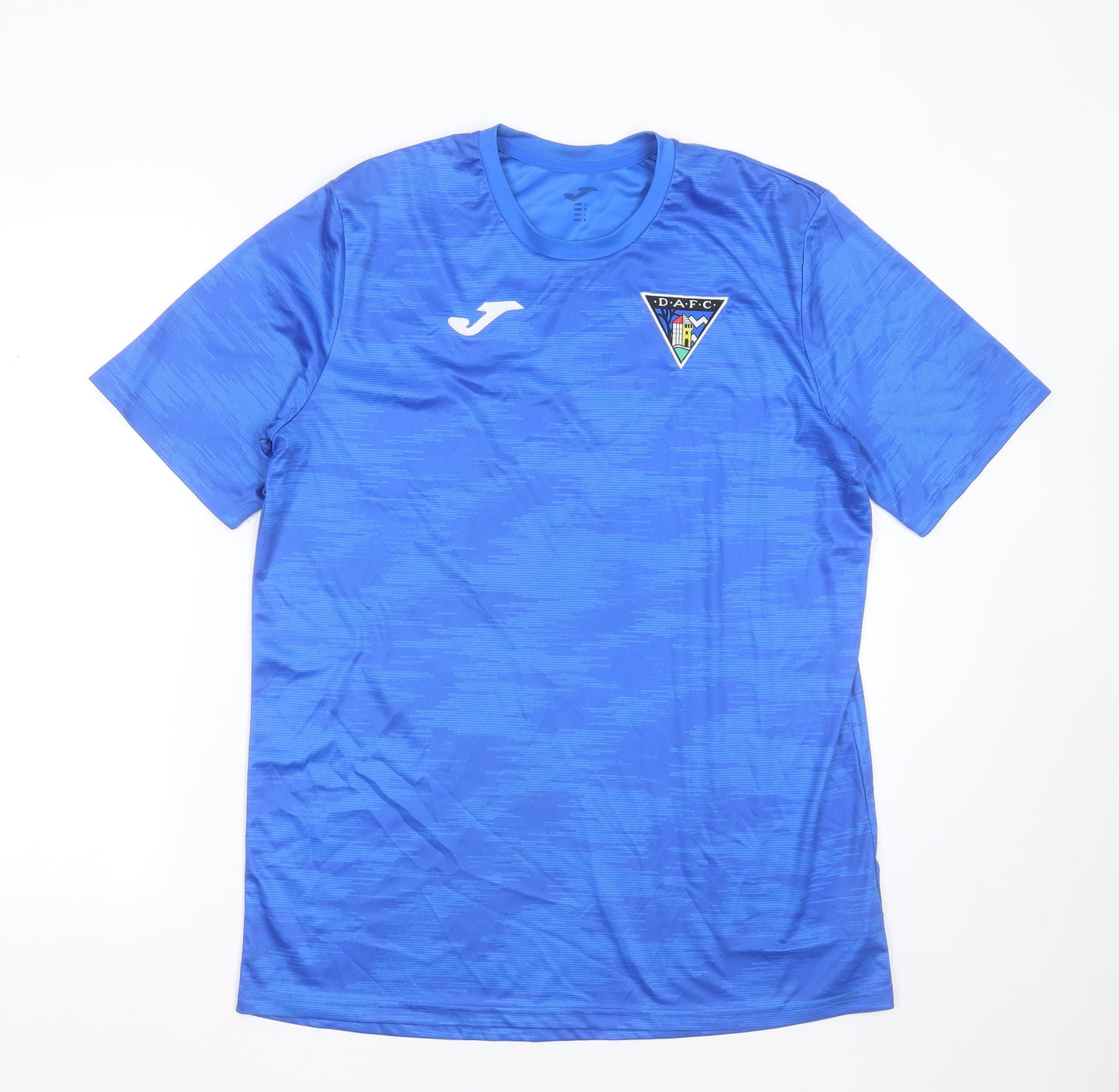 Preworn Mens Blue  Polyester Basic T-Shirt Size L Round Neck  - dafc