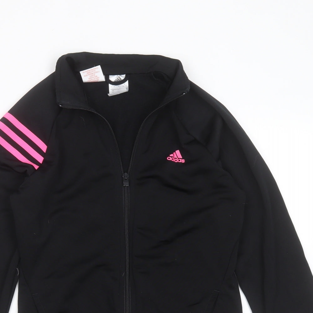 adidas Girls Black   Track Jacket Jacket Size 13-14 Years  Zip