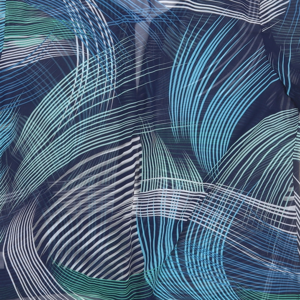 Preworn Womens Blue Geometric Polyester Basic Blouse Size 16 V-Neck