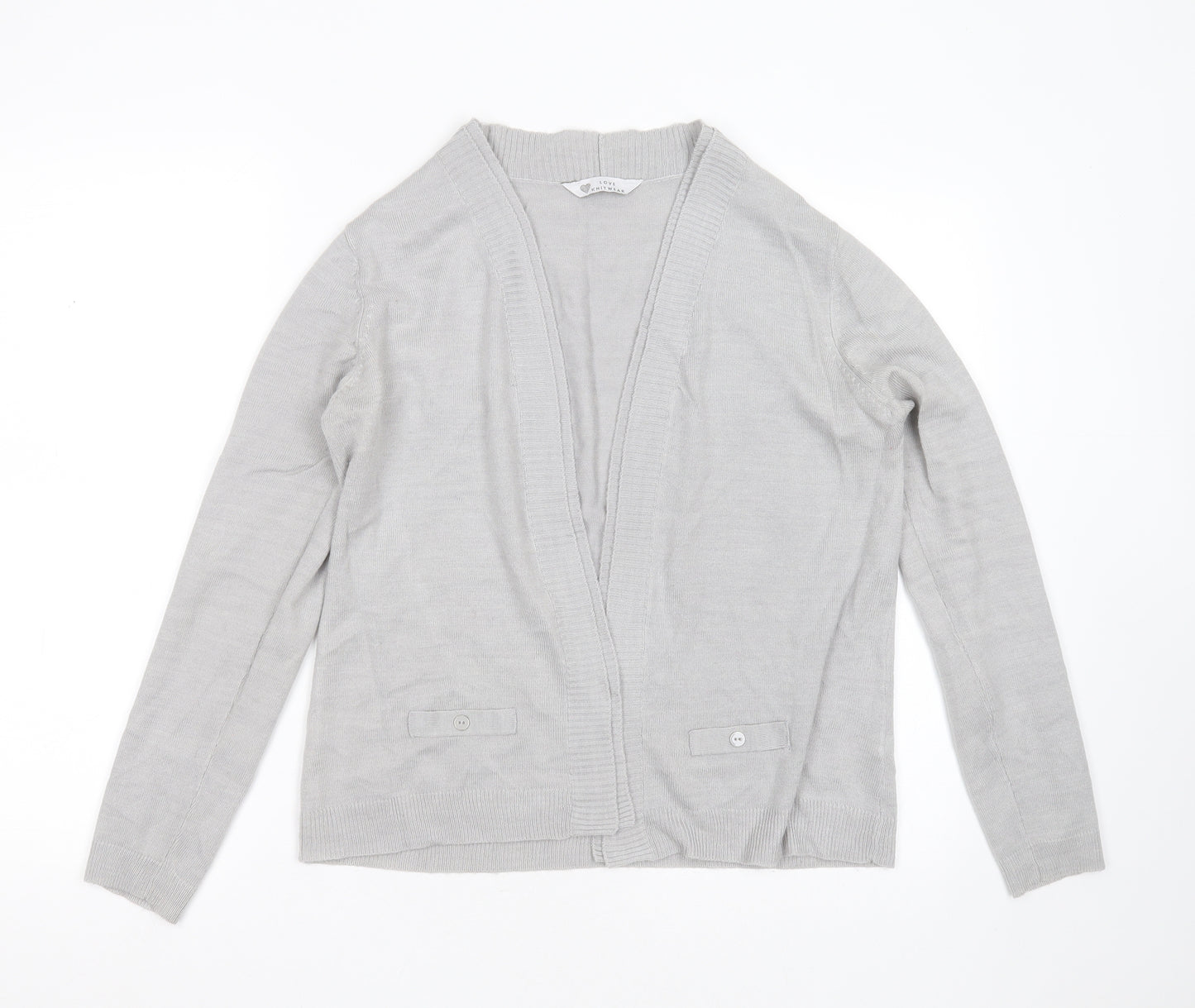 BHS Womens Grey V-Neck  Acrylic Cardigan Jumper Size 12