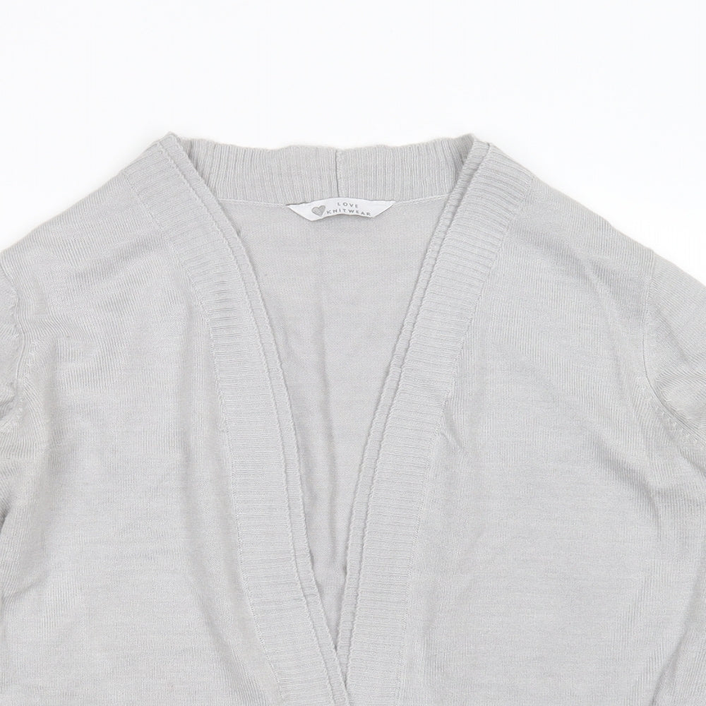 BHS Womens Grey V-Neck  Acrylic Cardigan Jumper Size 12