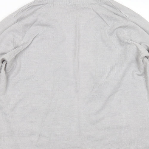 BHS Womens Grey V-Neck  Acrylic Cardigan Jumper Size 12