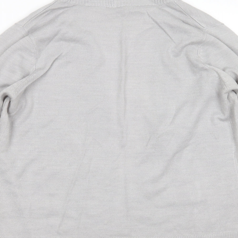 BHS Womens Grey V-Neck  Acrylic Cardigan Jumper Size 12
