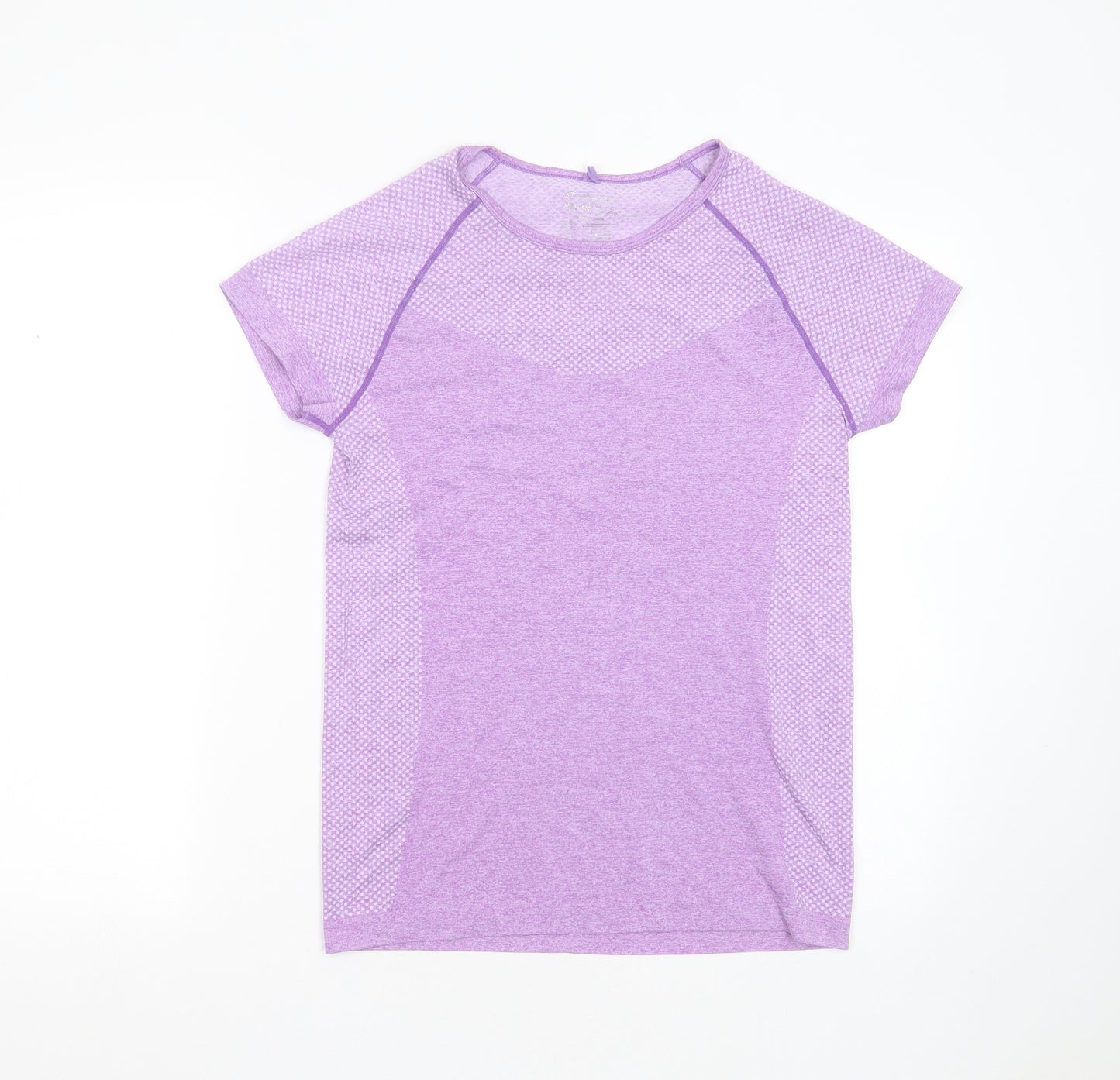 Primark Womens Purple Spotted Polyester Basic T-Shirt Size 14 Round Neck