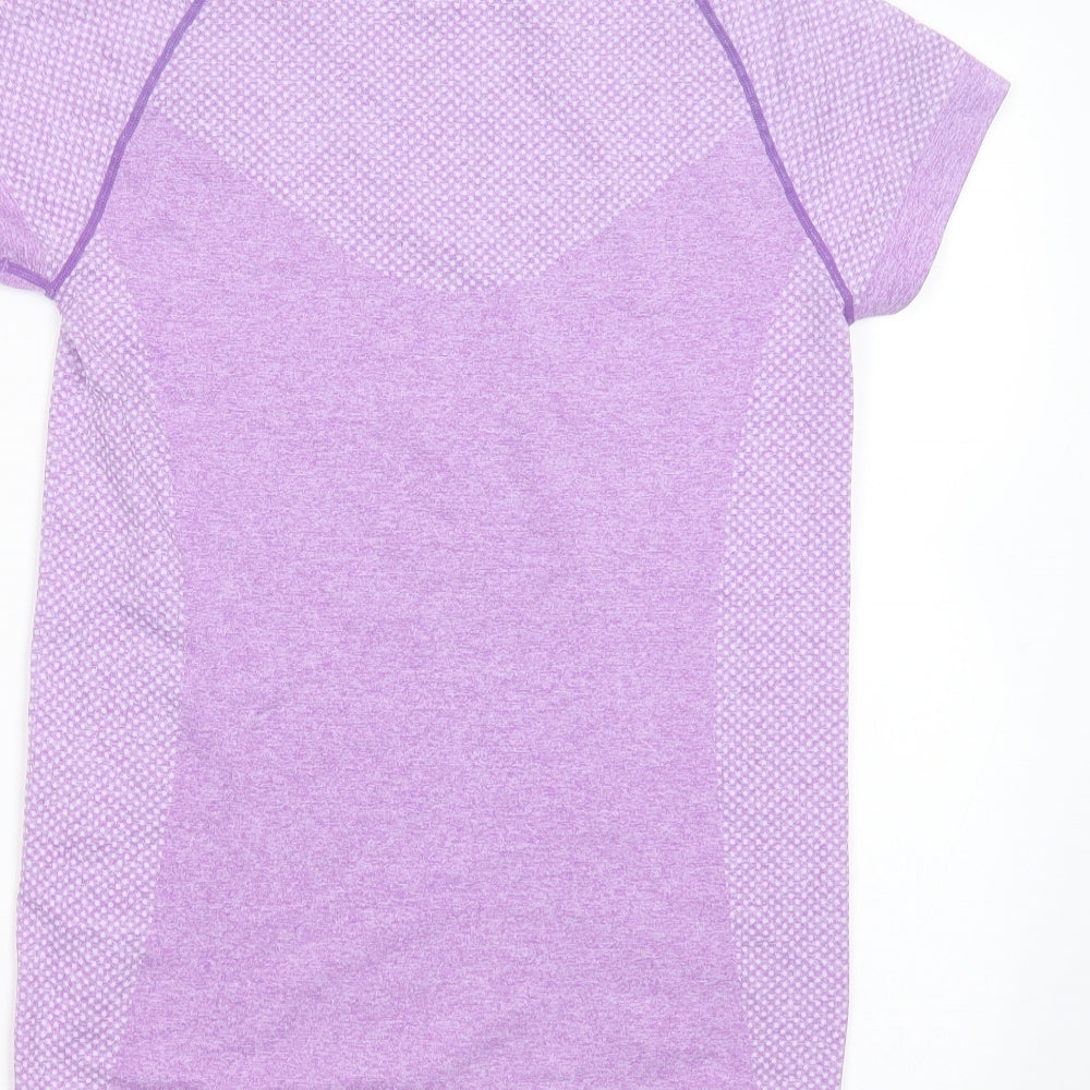 Primark Womens Purple Spotted Polyester Basic T-Shirt Size 14 Round Neck