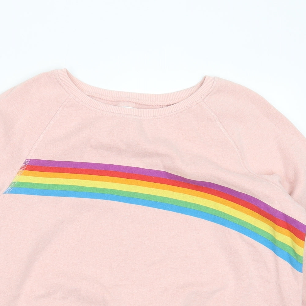 NEXT Girls Pink Striped Cotton Pullover Sweatshirt Size 11 Years