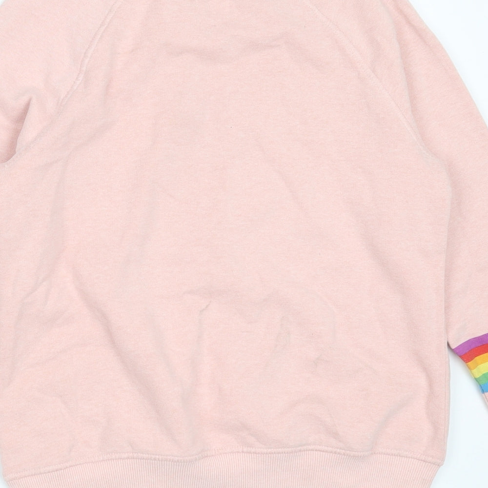 NEXT Girls Pink Striped Cotton Pullover Sweatshirt Size 11 Years