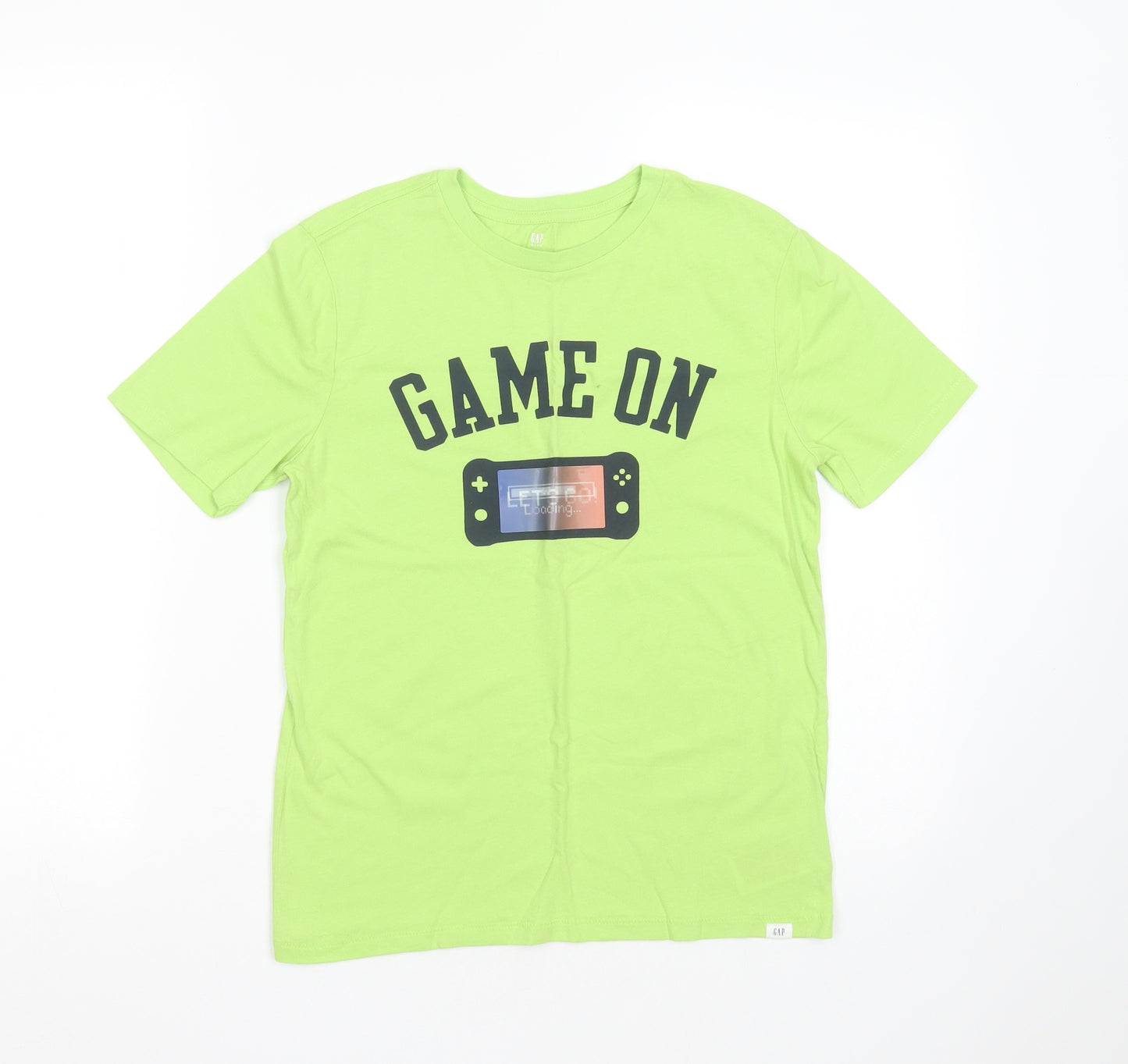 Gap Boys Green  Cotton Basic T-Shirt Size 10-11 Years Round Neck  - gaming