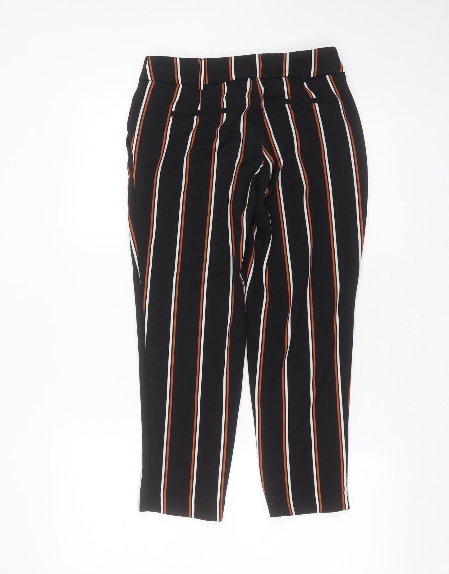 Dorothy Perkins Womens Black Striped Polyester Trousers  Size 6 L24 in Regular  - cropped