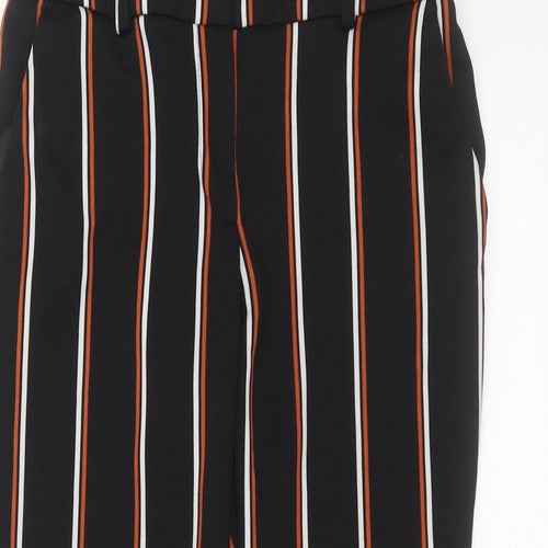 Dorothy Perkins Womens Black Striped Polyester Trousers  Size 6 L24 in Regular  - cropped