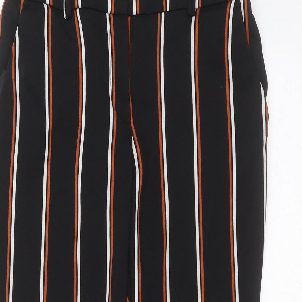 Dorothy Perkins Womens Black Striped Polyester Trousers  Size 6 L24 in Regular  - cropped