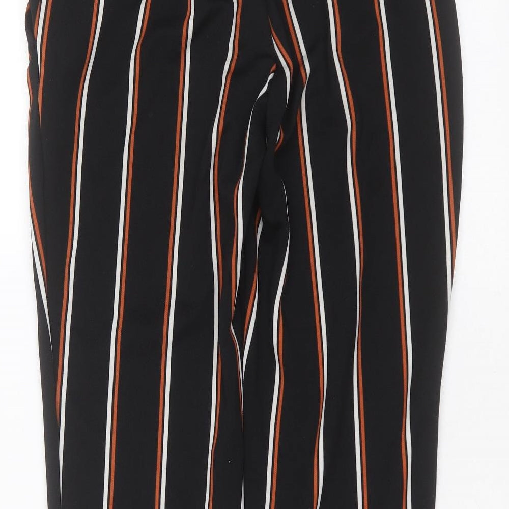 Dorothy Perkins Womens Black Striped Polyester Trousers  Size 6 L24 in Regular  - cropped