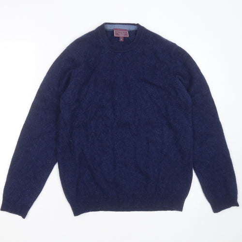 John Lewis Mens Blue Round Neck  Cashmere Pullover Jumper Size XL