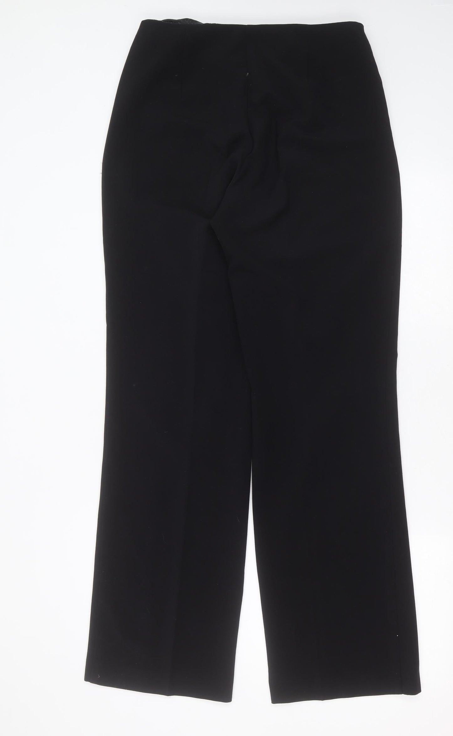 Marks and Spencer Womens Black  Polyester Trousers  Size 12 L32 in Regular Zip