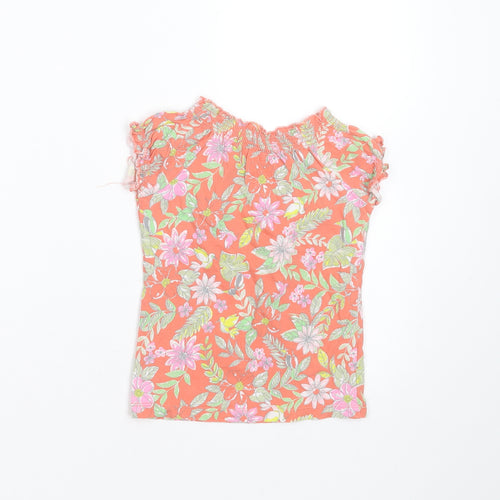 TU Girls Pink Floral Cotton Basic T-Shirt Size 18-24 Months Round Neck
