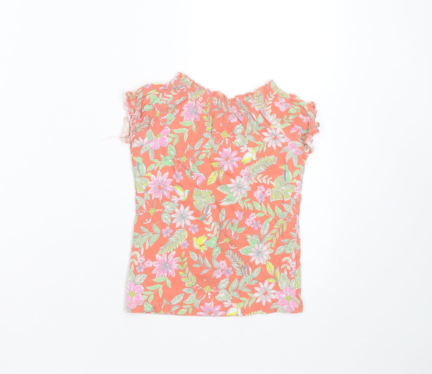 TU Girls Pink Floral Cotton Basic T-Shirt Size 18-24 Months Round Neck
