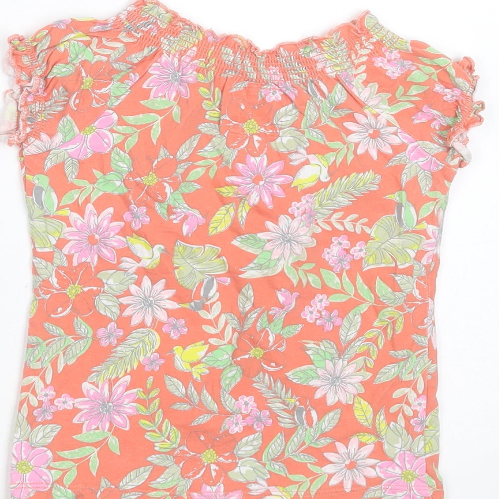TU Girls Pink Floral Cotton Basic T-Shirt Size 18-24 Months Round Neck