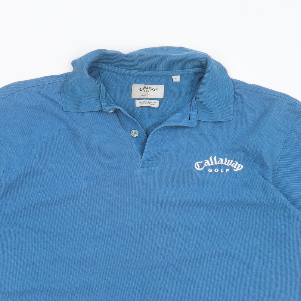 Callaway Golf Mens Blue  Cotton  Polo Size M Collared