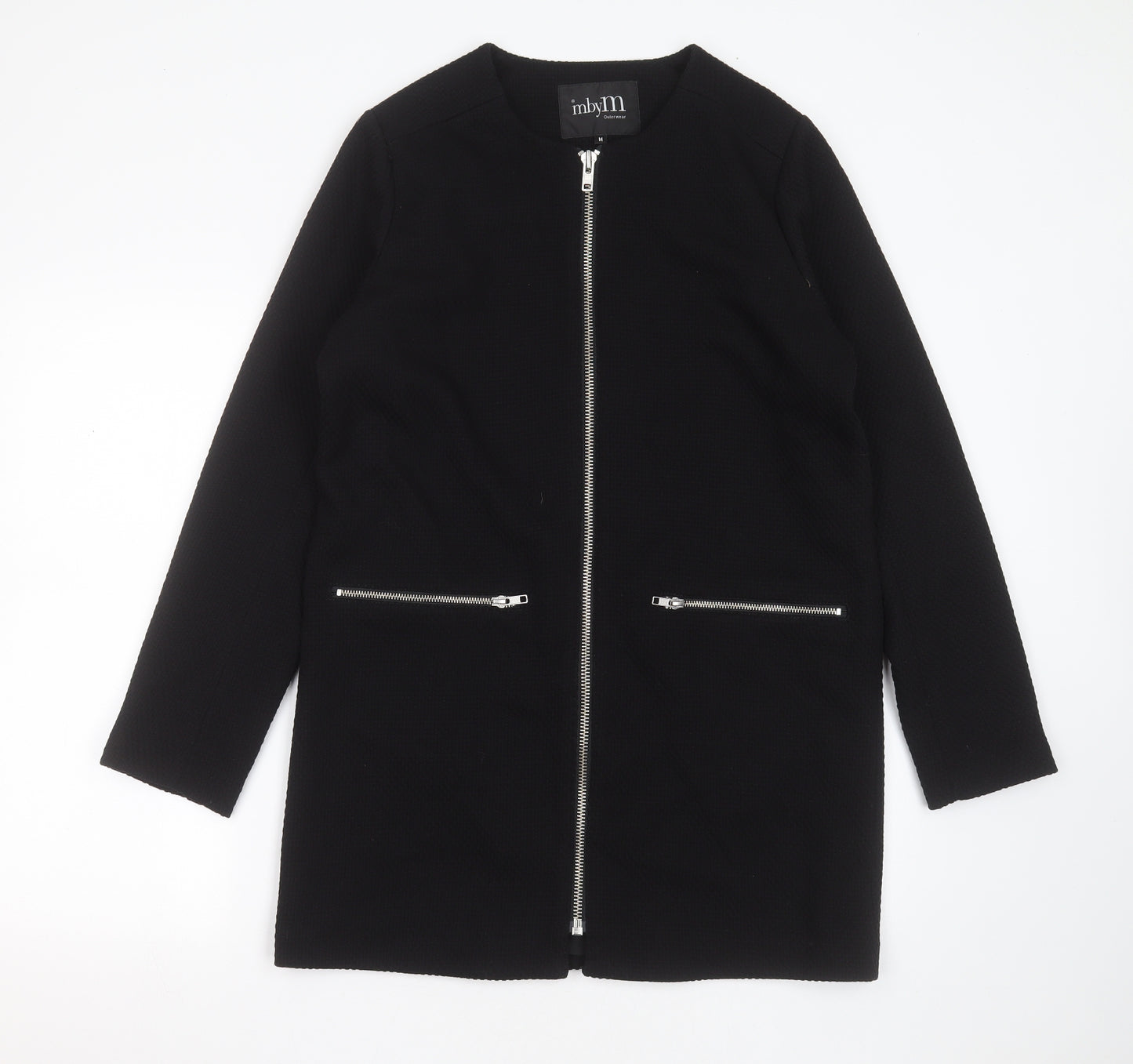 mbyM Womens Black Geometric  Jacket Coat Size M  Zip
