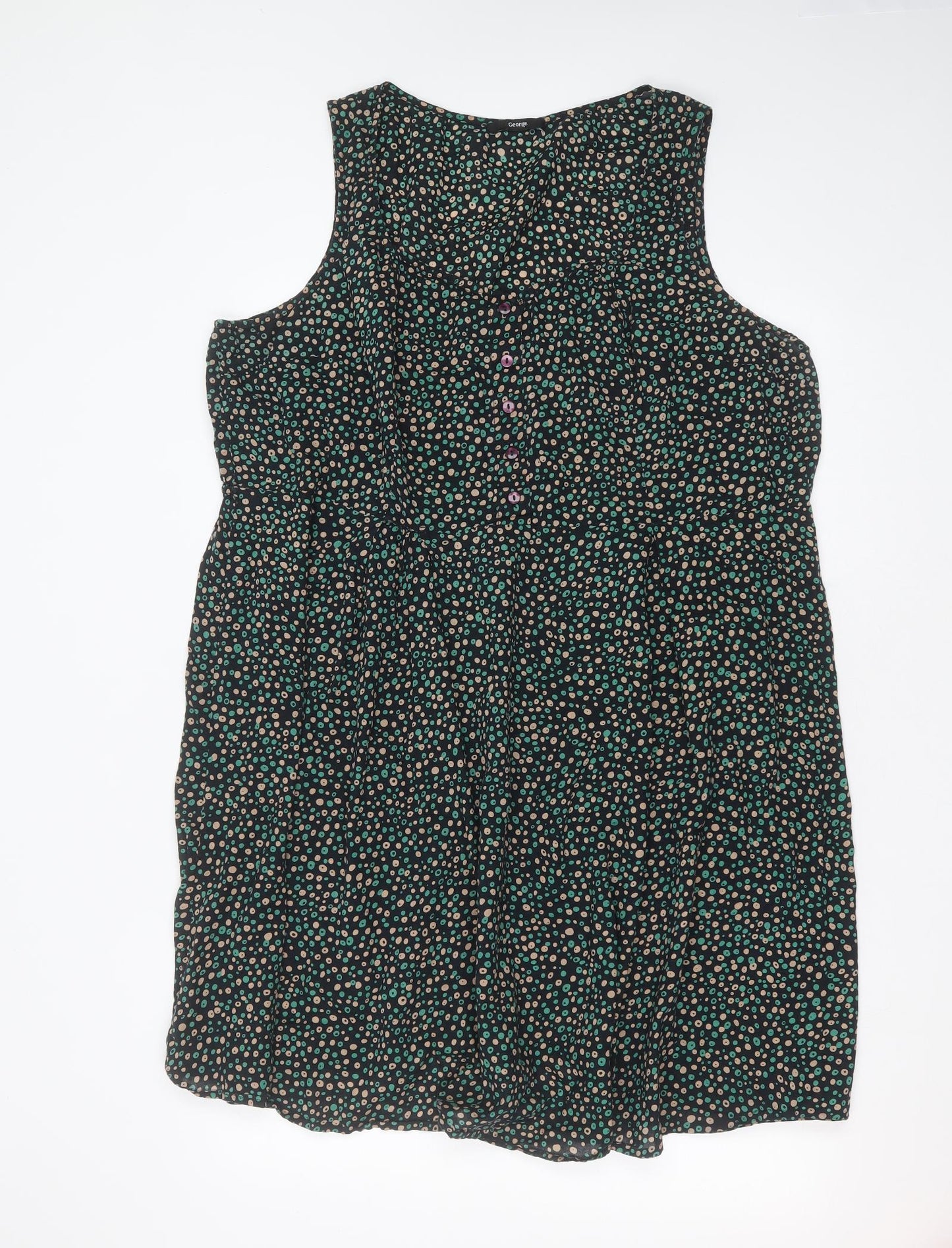 George Womens Black Geometric Cotton Fit & Flare  Size 24  V-Neck