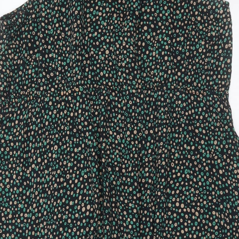 George Womens Black Geometric Cotton Fit & Flare  Size 24  V-Neck