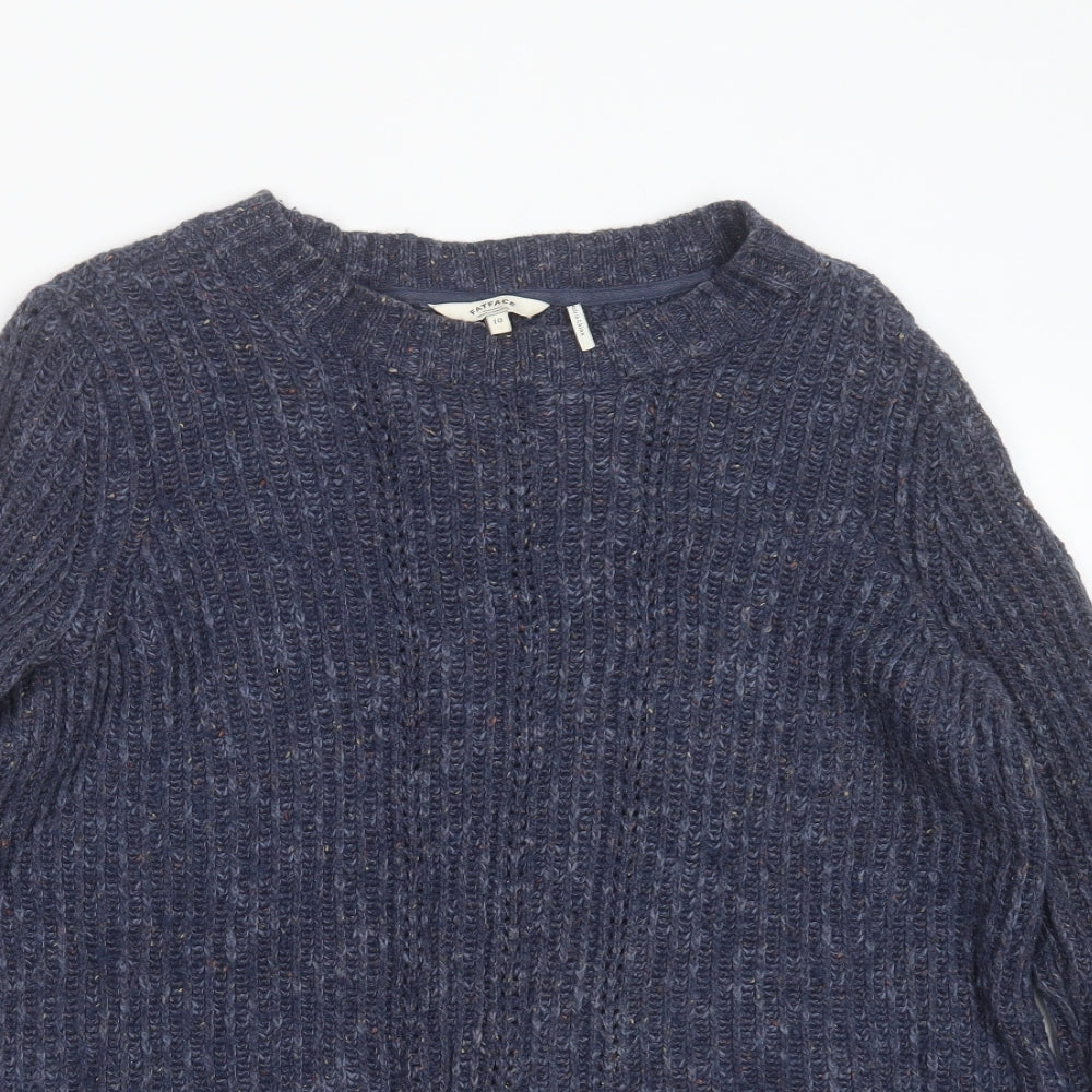Fat Face Womens Blue Round Neck  Cotton Pullover Jumper Size 10